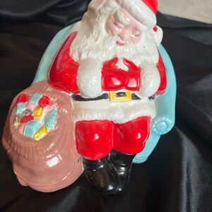 Vintage music box ceramic Santa Claus